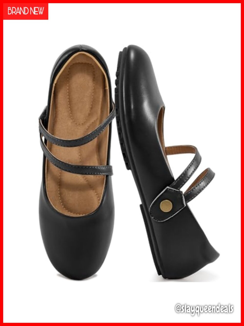 Mary Jane Flats Round Toe Ballet Flats Adjustable Strap Office Work Shoes